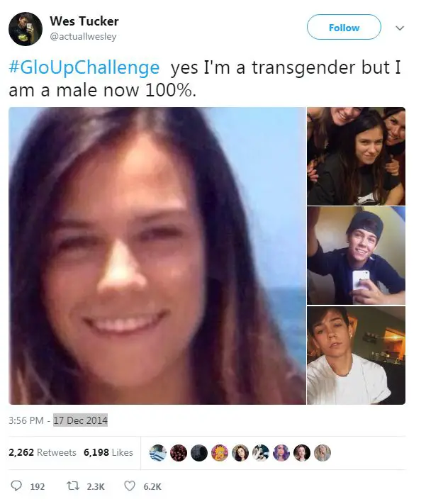 Wesley Tucker admitted being transgender by posting a picture from before transformation.