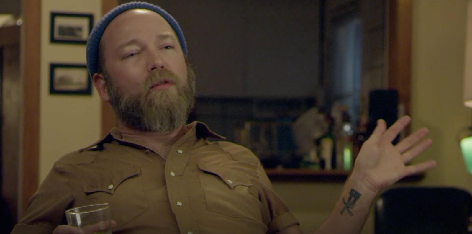 Kyle Kinane while shooting for an episode of Drunk History