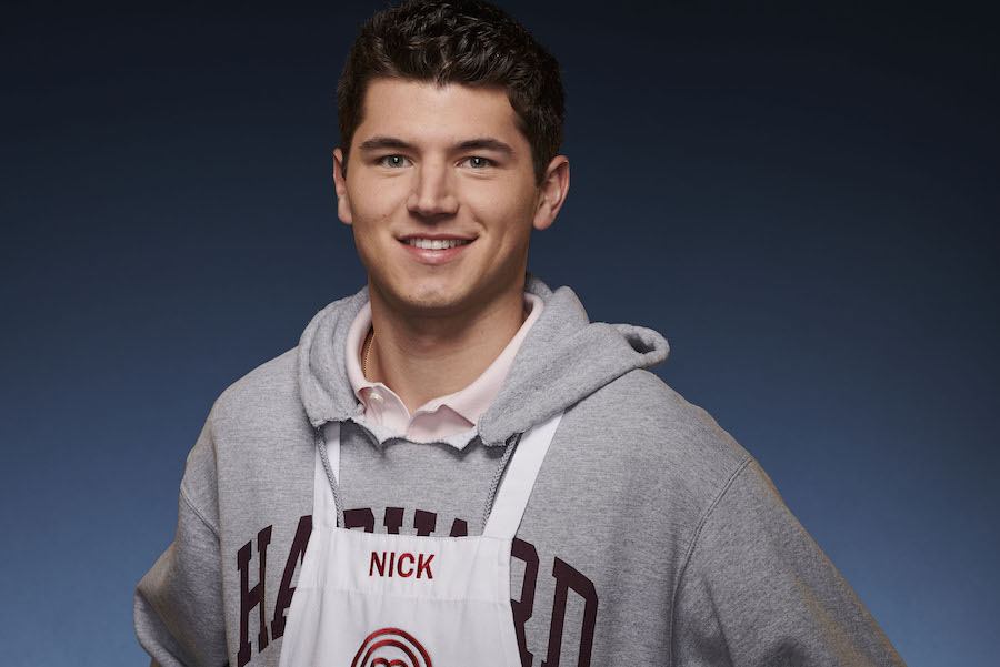 Nick Digiovanni is seen wearing a MasterChef apron.